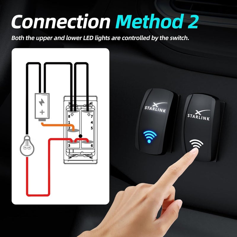 DAIERTEK Starlink Rocker Switch SPST 5 Pin Starlink Dish Toggle On/Off Heavy Duty Waterproof Marine Rocker Switch 12V 24V Jumper Wires for Satellite Signal Reception - Image 5